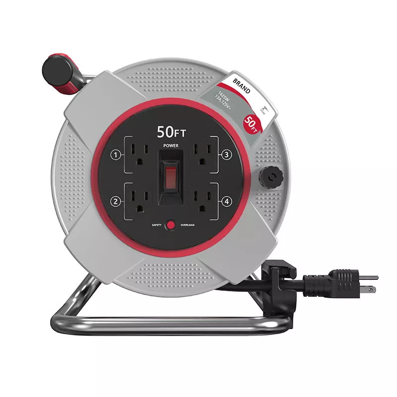 Plastični kolut za kabel s 4 vtičnicami 50 ft z zaščito pred preobremenitvijo